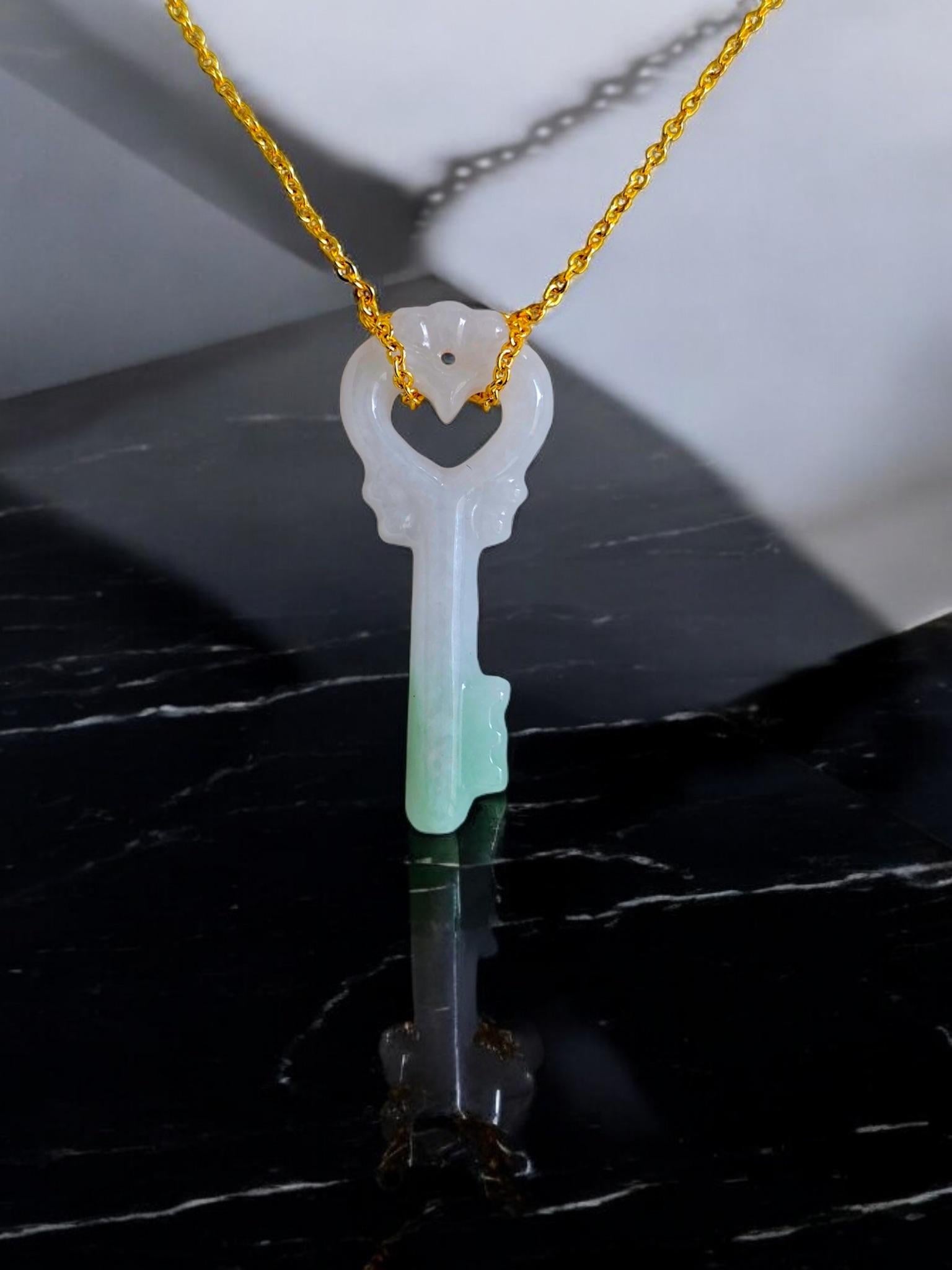 Key of Paris Burmese Green and Lavender A-Jade Charm Pendant In New Condition For Sale In Kowloon, HK