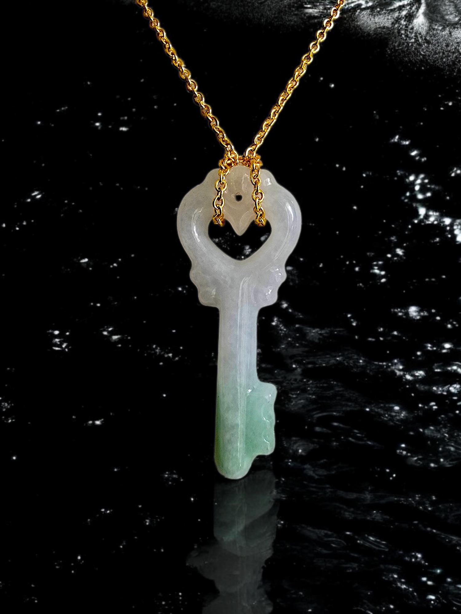 Women's or Men's Key of Paris Burmese Green and Lavender A-Jade Charm Pendant For Sale