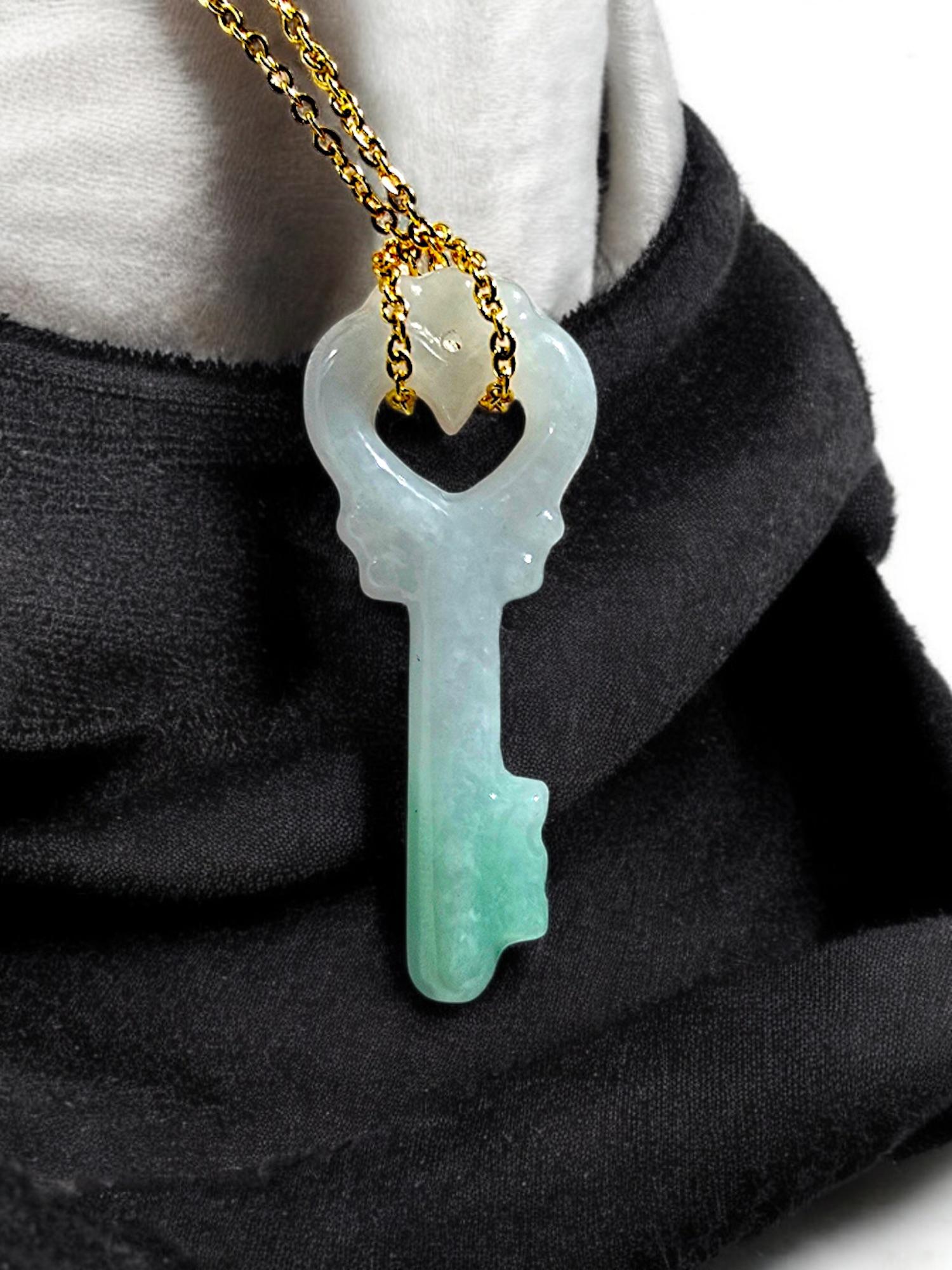 Key of Paris Burmese Green and Lavender A-Jade Charm Pendant For Sale 1