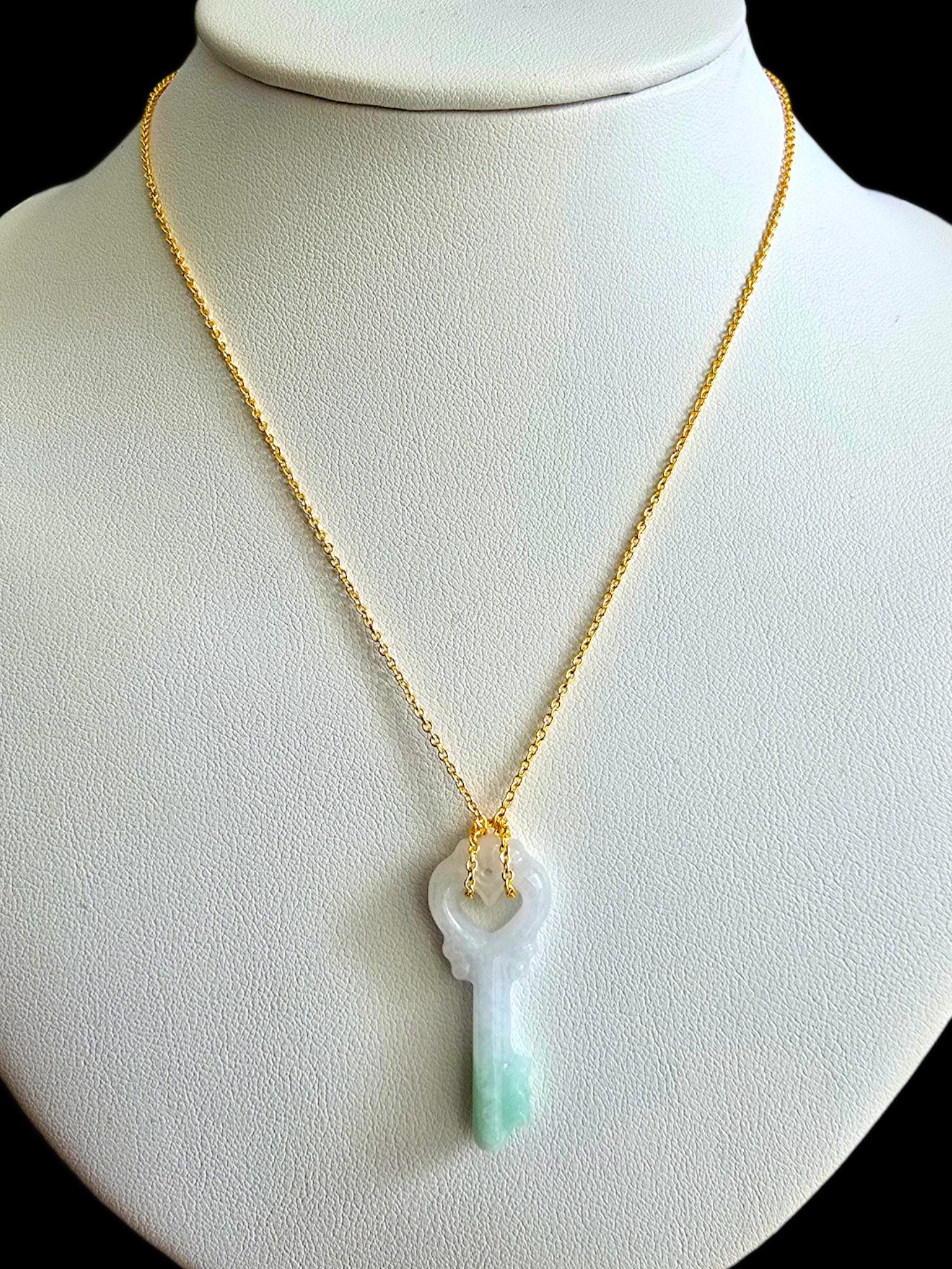 Key of Paris Burmese Green and Lavender A-Jade Charm Pendant For Sale 2