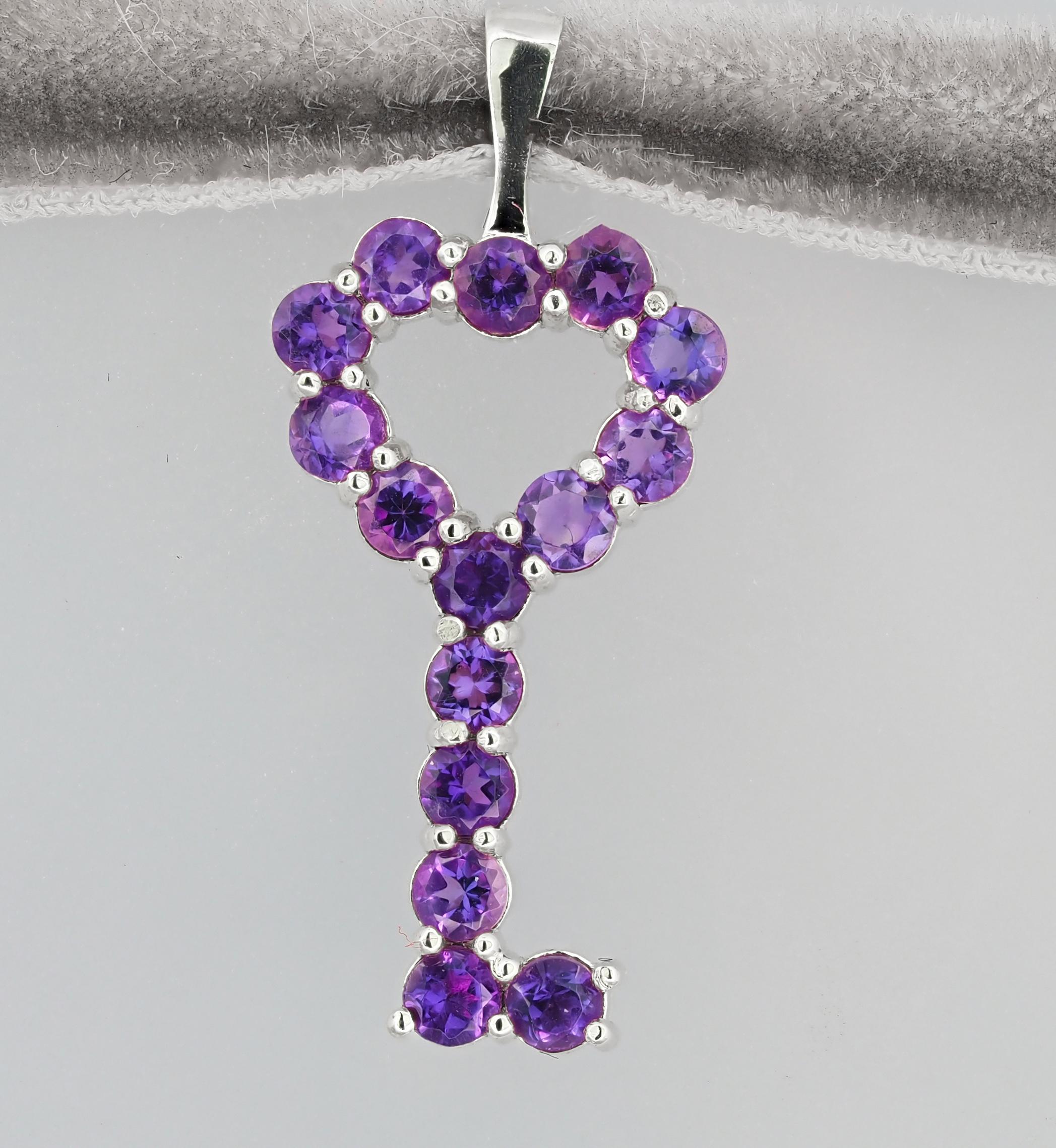 Modern Key pendant with Amethysts.  For Sale