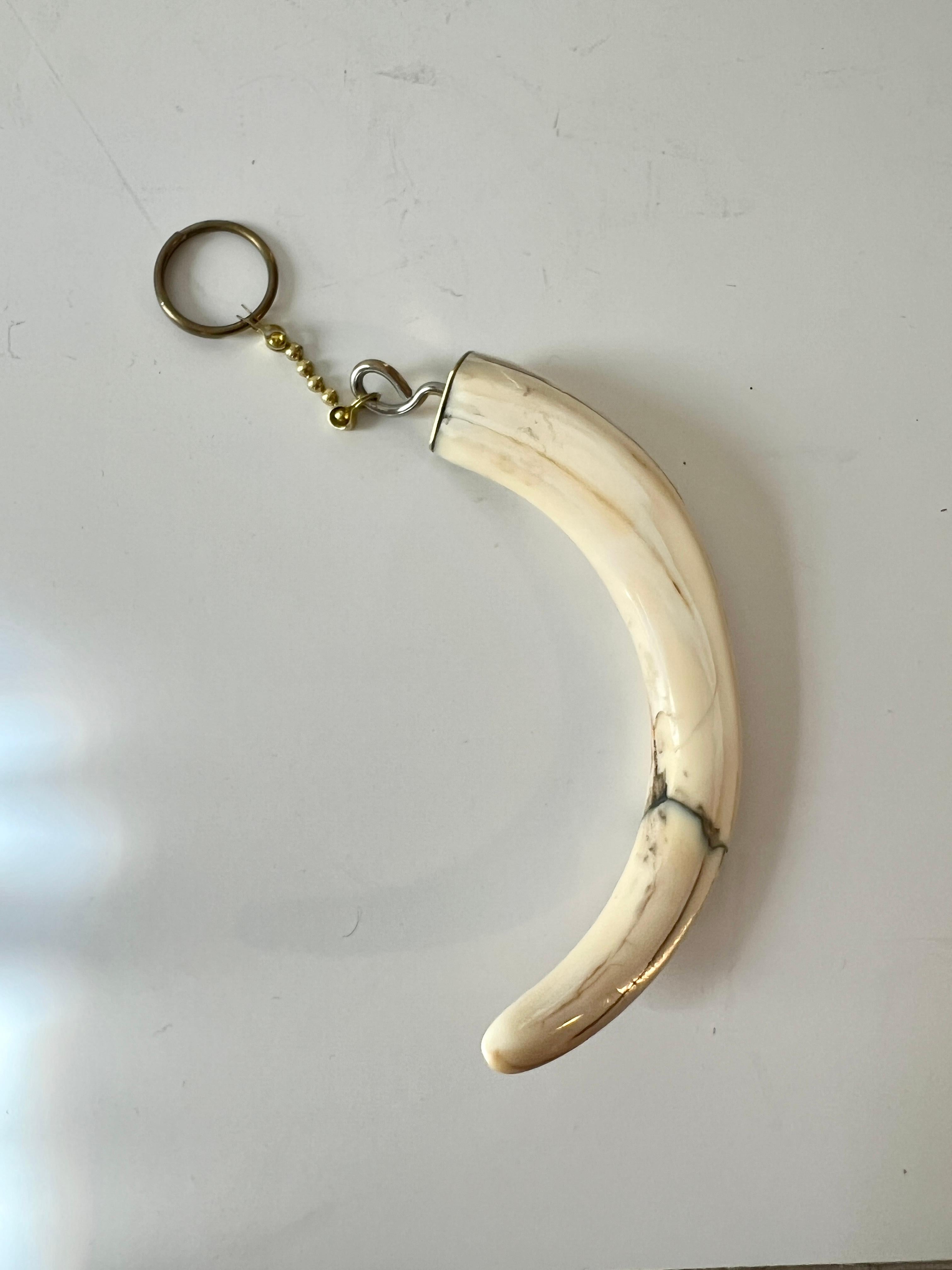Organic Modern Key Ring with Attached Piece of Bone For Sale