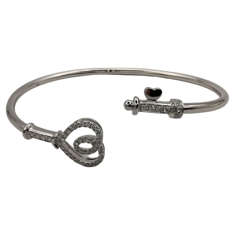 Key to My Heart Diamond Cuff Bracelet in 18K White Gold For Sale at 1stDibs