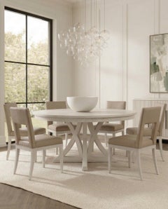 Keyhole Back Leather Dining Chairs, Set of 2