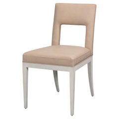 Keyhole Back Leather Dining Chairs, Set of 2