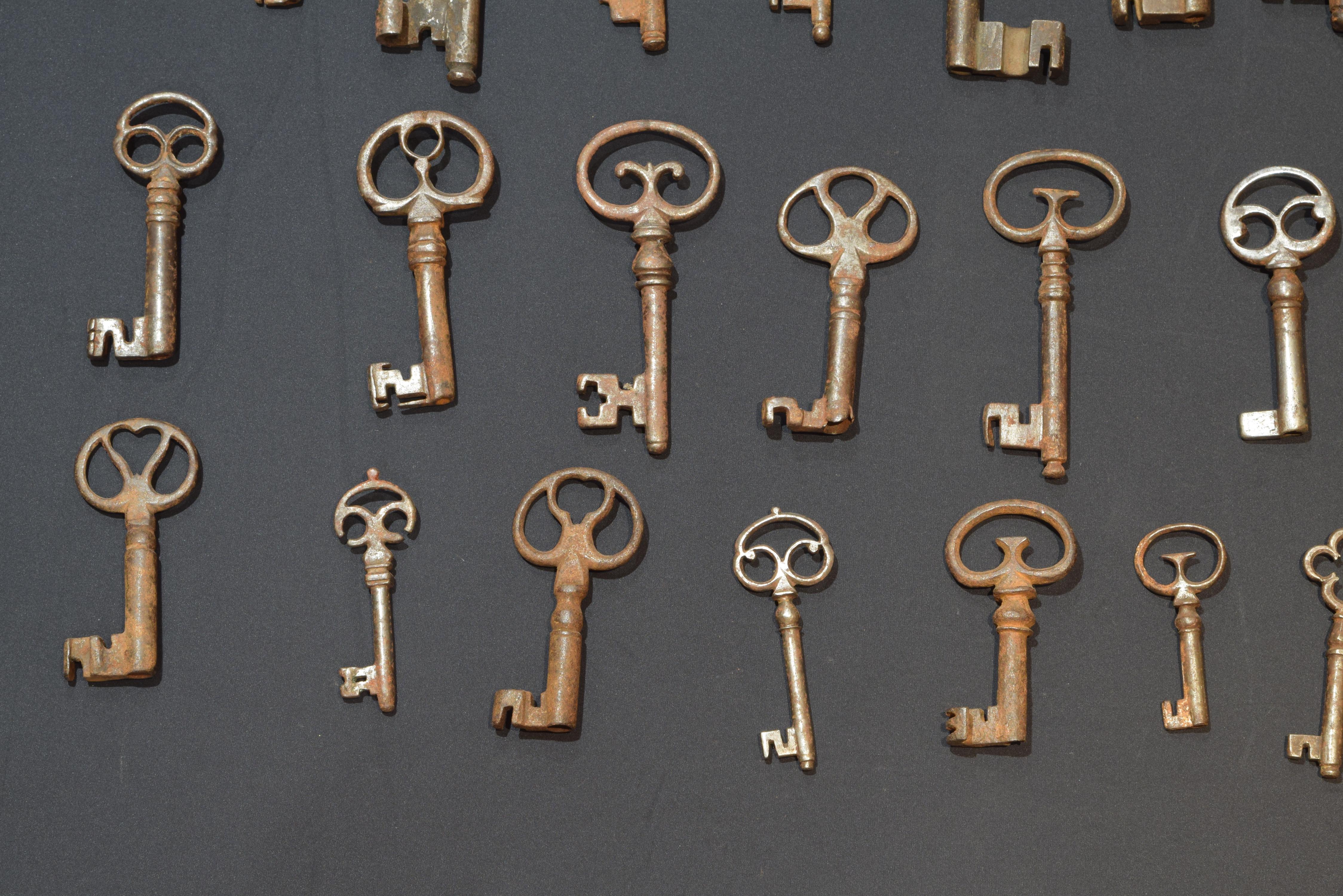 European Keys, Iron Fitting and Lock Collection, Wrought Iron, 17th-19th Century For Sale
