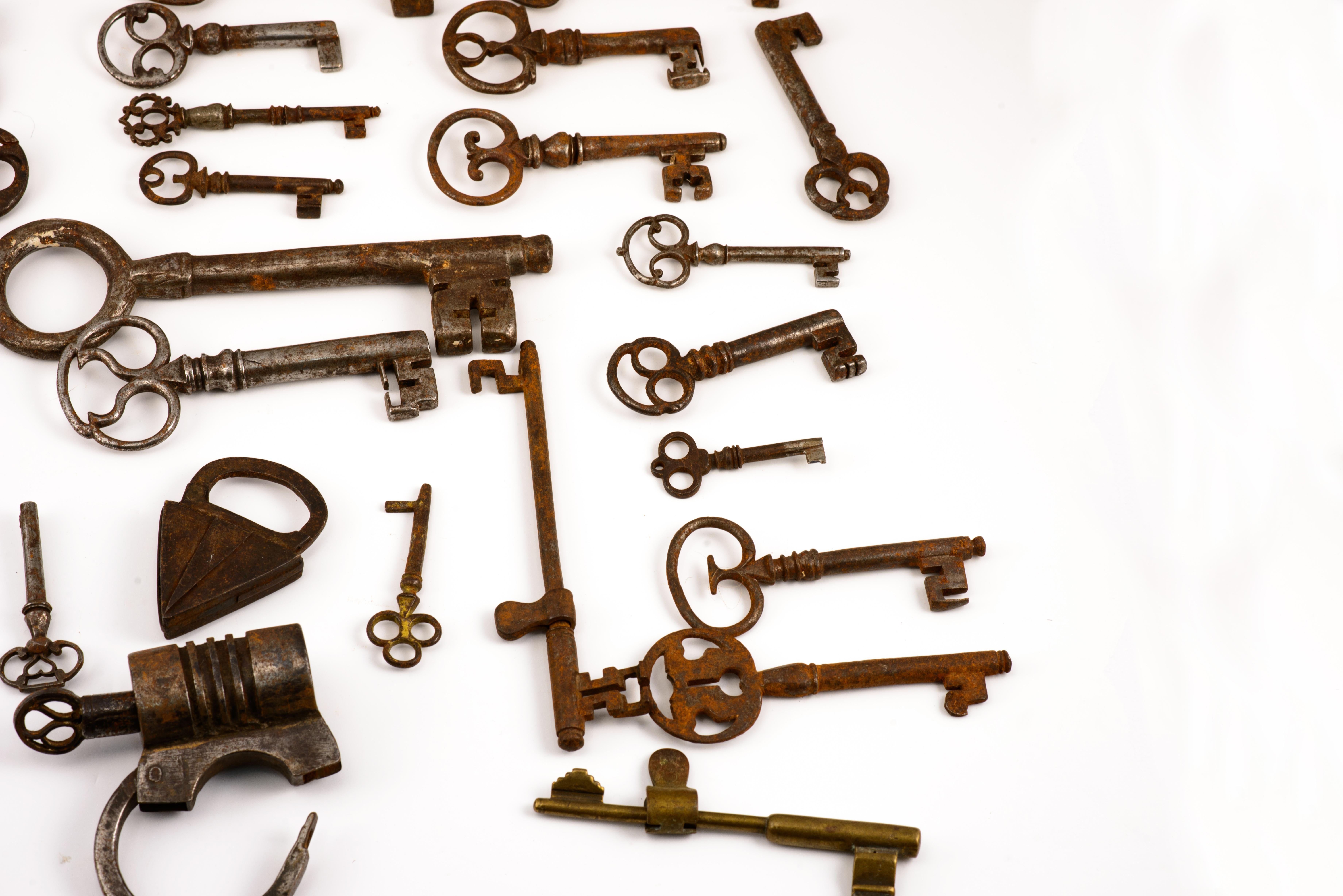 18th Century and Earlier Keys, Iron Fitting and Lock Collection, Wrought Iron, 17th-19th Century For Sale