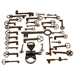 Antique Keys, Iron Fitting and Lock Collection, Wrought Iron, 17th-19th Century