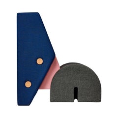 Keystone Lounge Upholstered Chair in Blue, Pink & Grey Fabric by OS & OOS