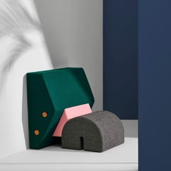 Keystone Lounge Upholstered Chair in Green, Pink & Grey Fabric by OS & OOS