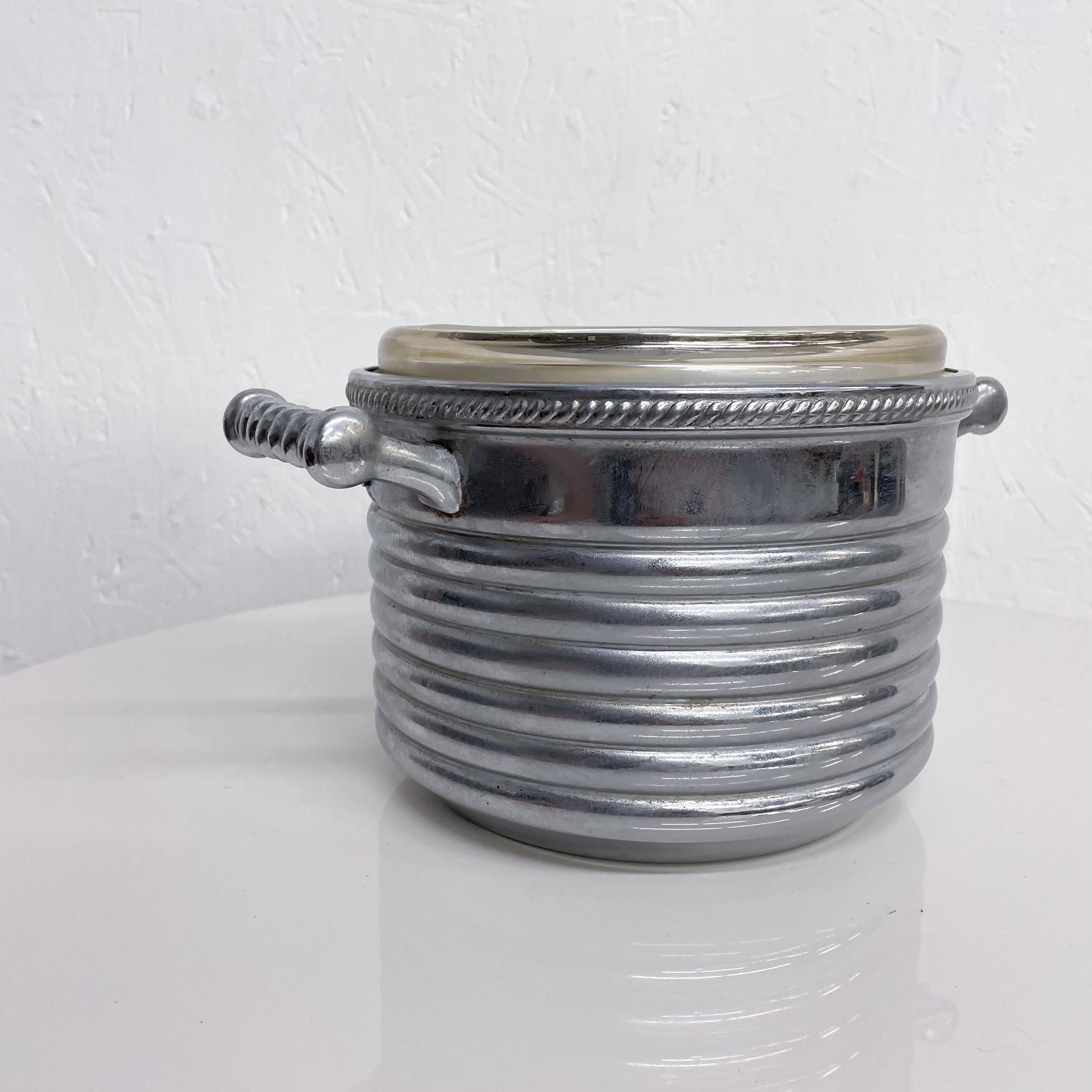 Mid-Century Modern 1960s Keystoneware Chrome Ice Bucket Silver Braid Cooler