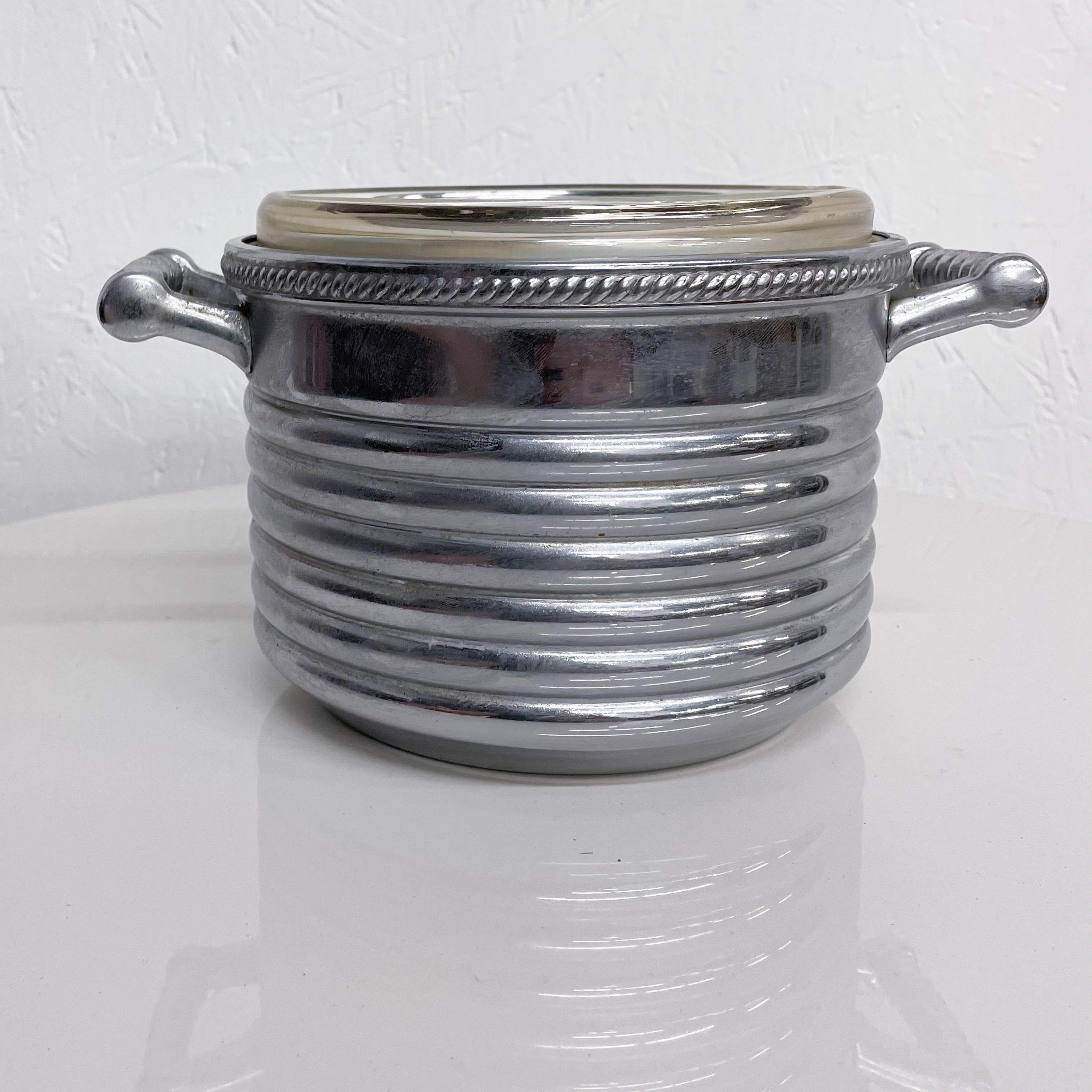 American 1960s Keystoneware Chrome Ice Bucket Silver Braid Cooler