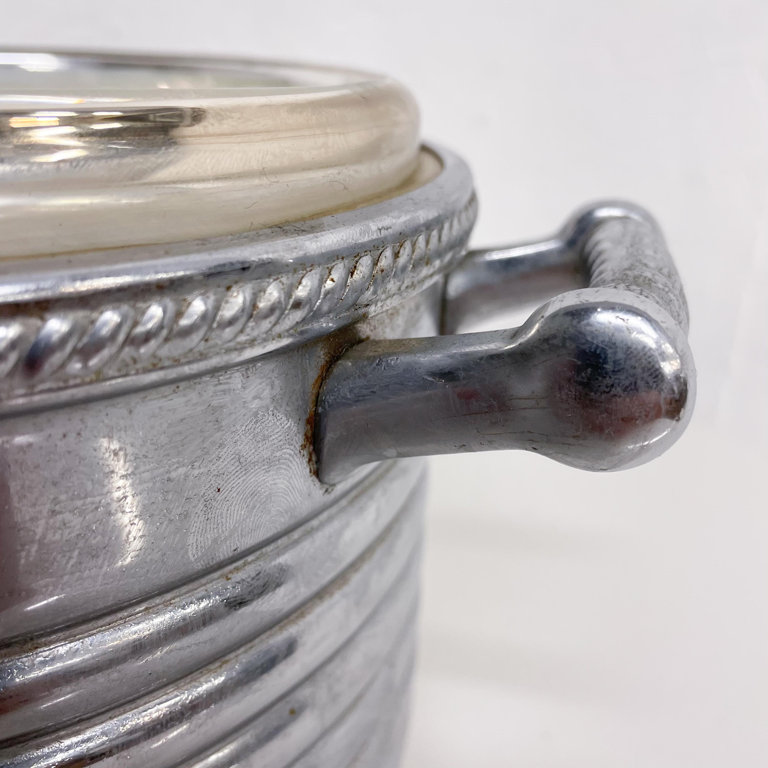 Mid-20th Century 1960s Keystoneware Chrome Ice Bucket Silver Braid Cooler