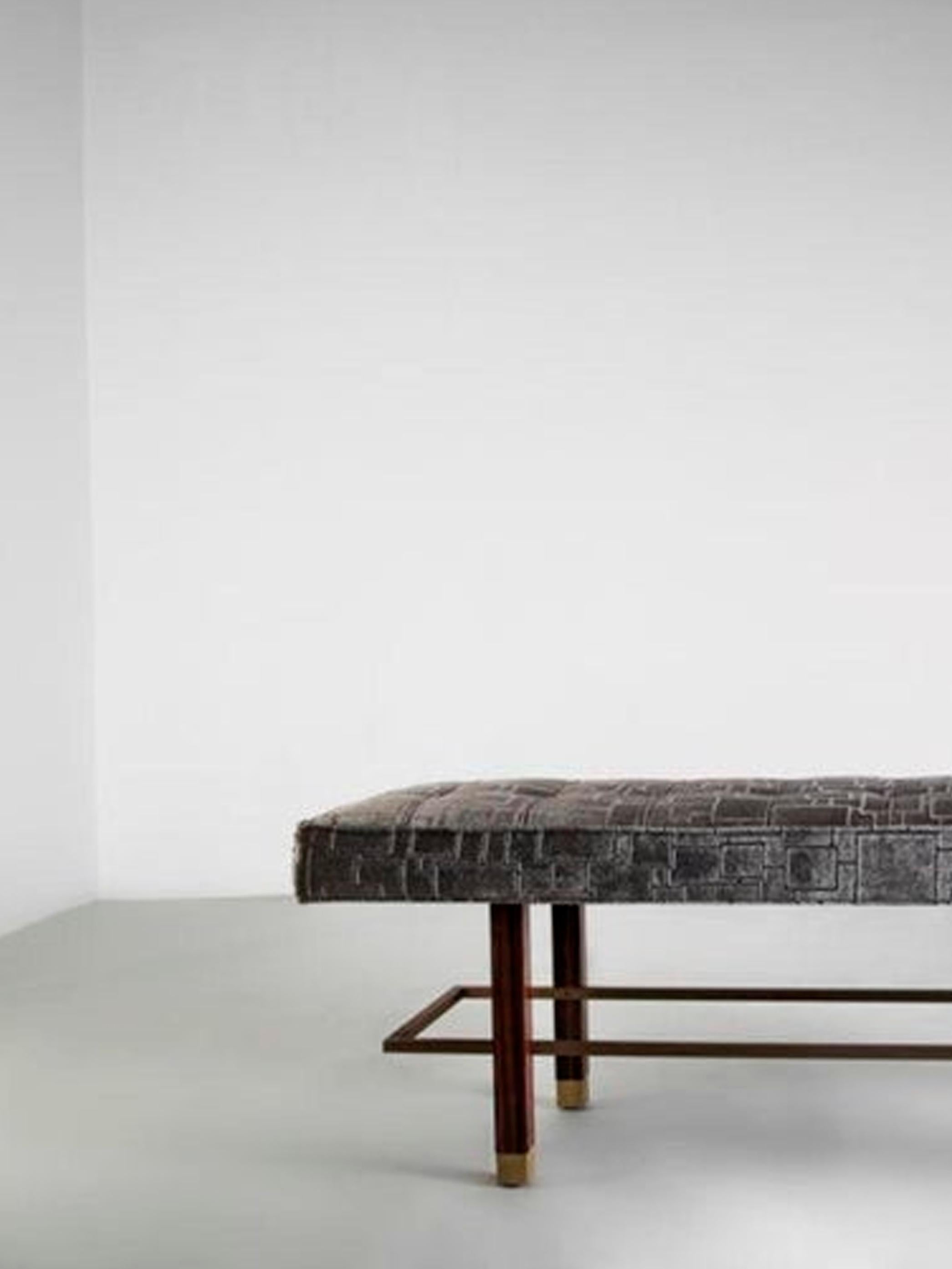 Keywest Bench in Natural Macassar and Upholstered Seat For Sale 2