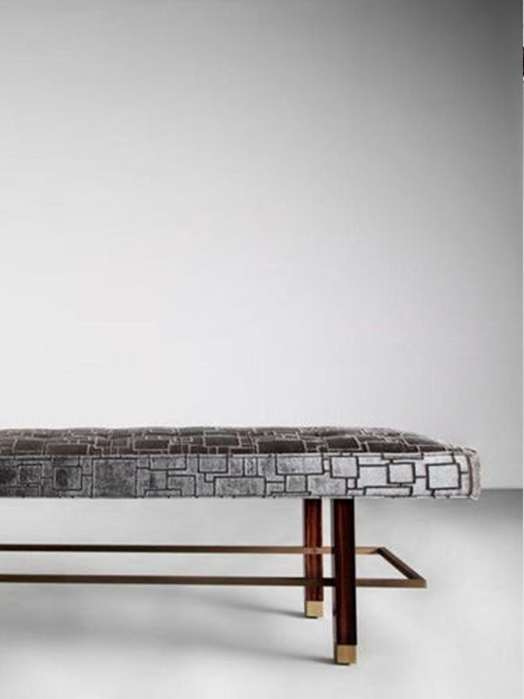 Keywest Bench in Natural Macassar and Upholstered Seat For Sale 3