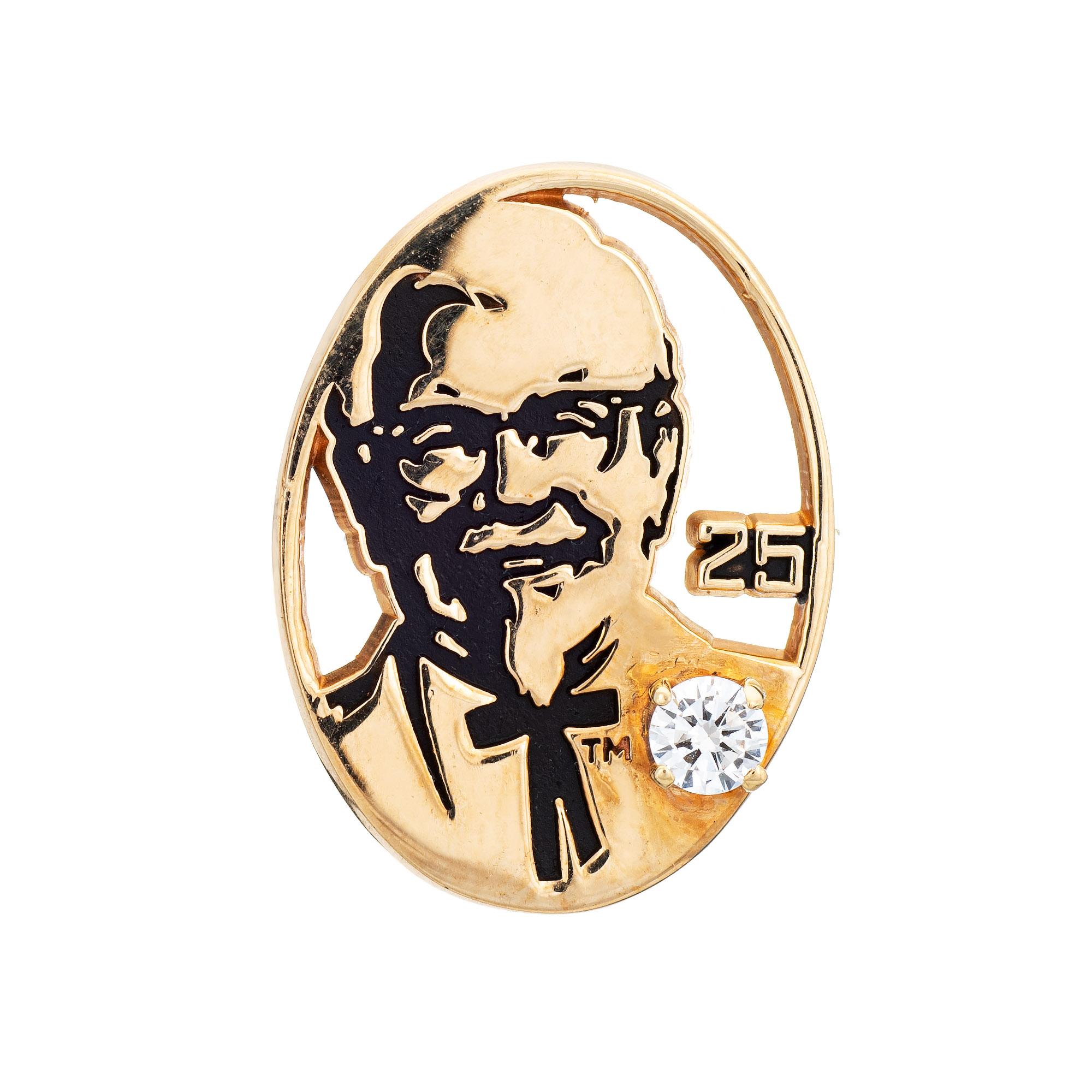Moderne KFC Broche Colonel Sanders en or 10 carats et diamants, 25e anniversaire du Kentucky Fried Chicken en vente