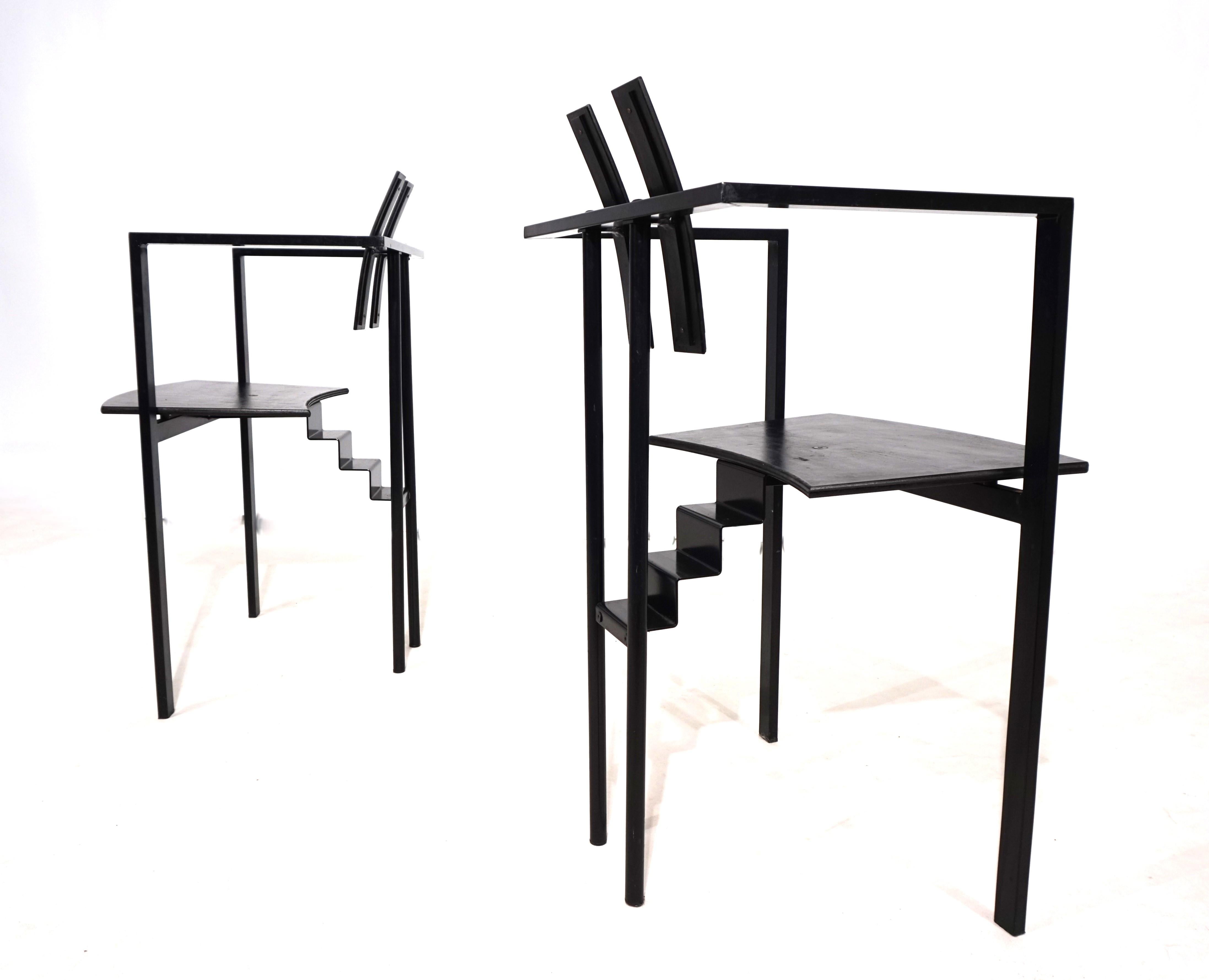 Post-Modern KFF Trix Memphis set of two dining chairs by Karl Friedrich Förster, 1988 For Sale