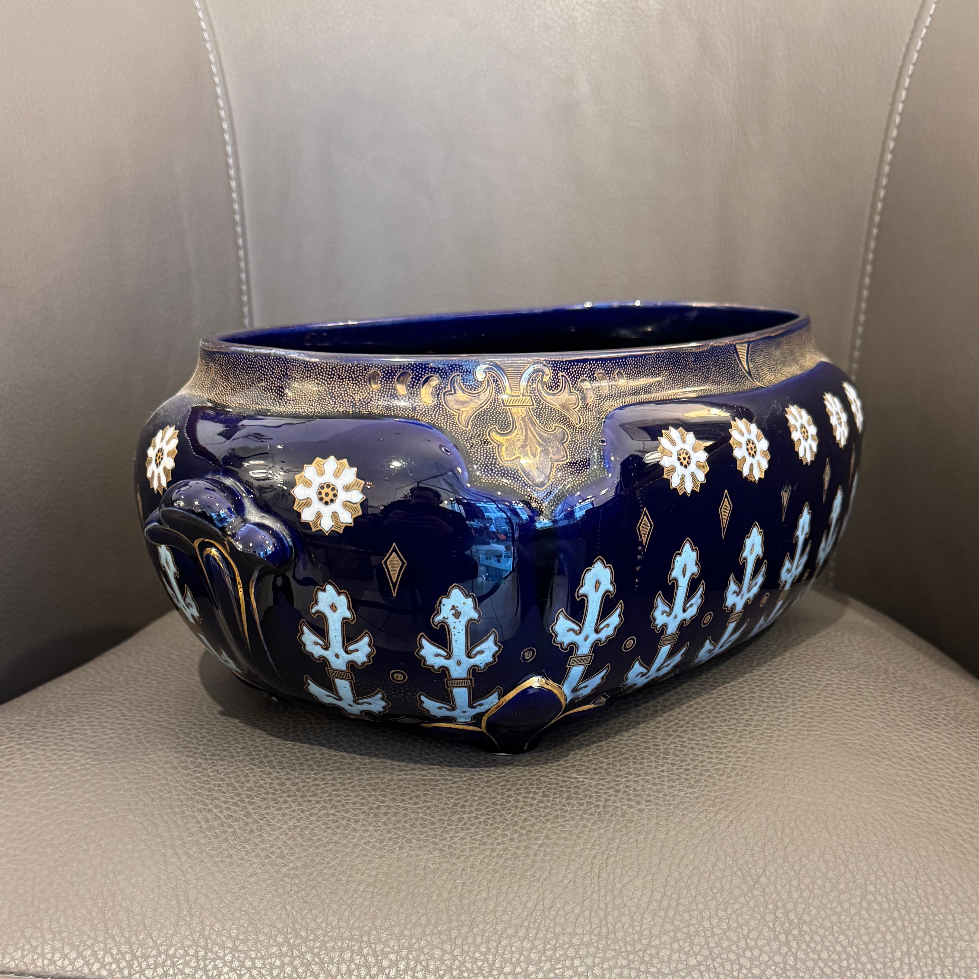 Russian KG Luneville Keller Guerin Ceramic Planter Centre Piece For Sale