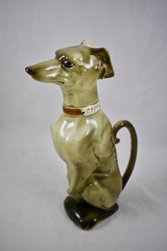 K&G Saint Clément French Barbotine Majolica GYPP Whippet Dog Absinthe Pitcher
