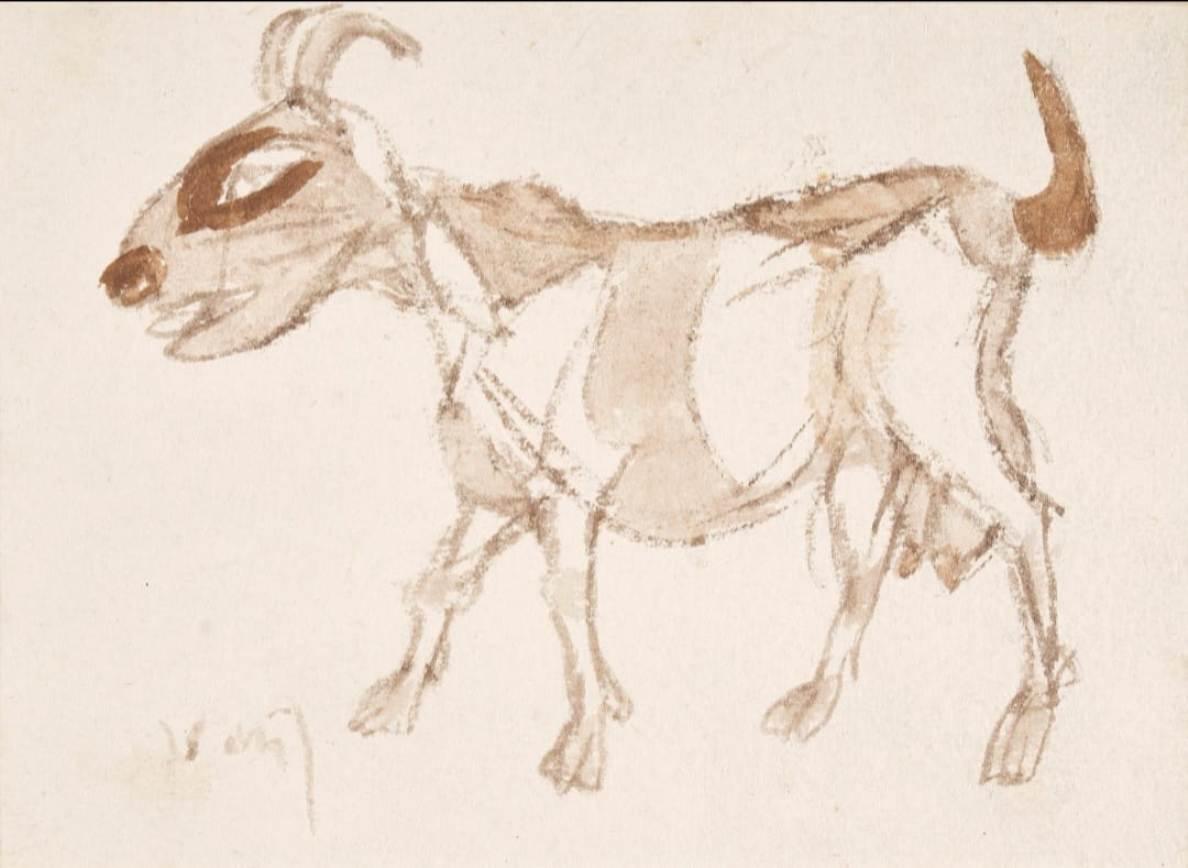 Brush, Tusche, Tinte, Kohle und Aquarell auf Papier (Set von 4) Moderner Künstler auf Lager 1