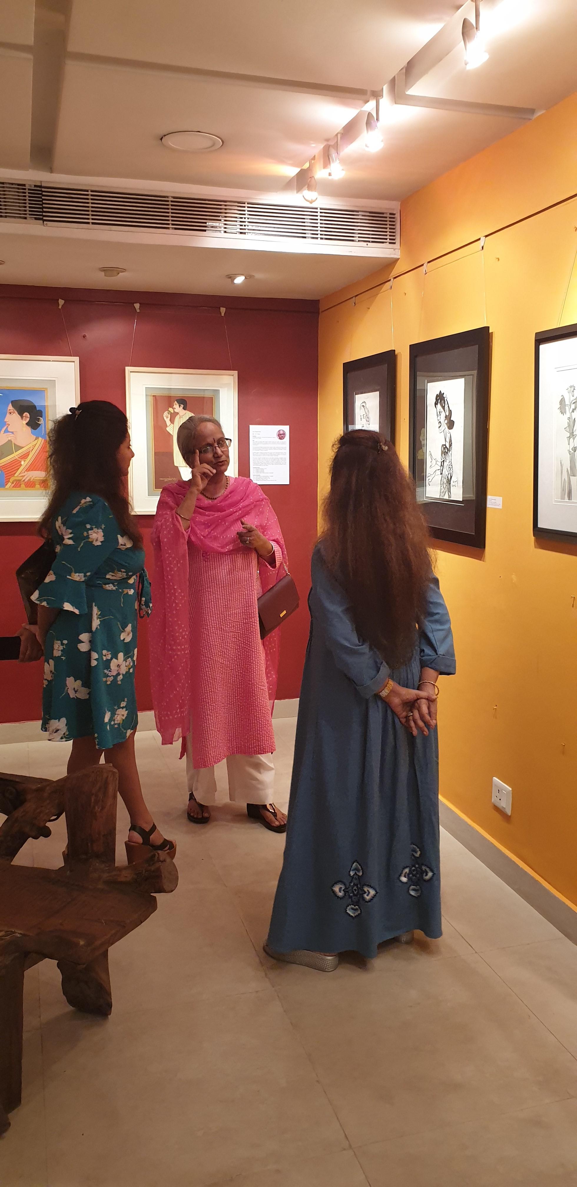 Mädchen aus Tinte auf Papier von der indischen Künstlerin Padma Bhushan K. G. Subramanyan im Angebot 4