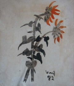 Retro Untitled ( Flowers ), Water Colour on Paper by Modern Artist “In Stock”