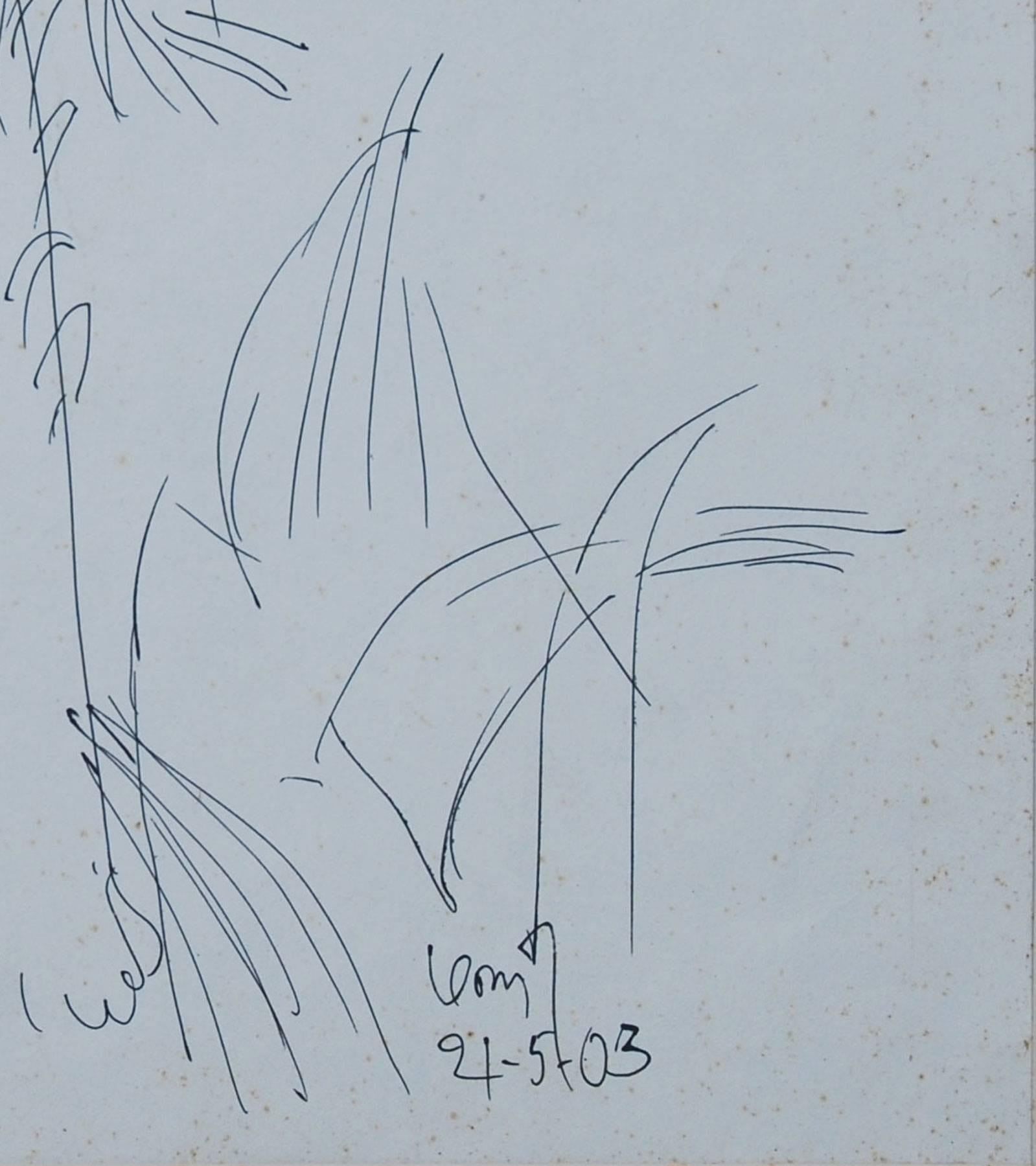 Uomo sotto l'albero, Disegno, Inchiostro su carta dell'artista Padma Vibhushan 