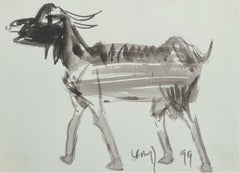 Sans titre (chèvre), aquarelle sur papier de l'artiste indin « En stock »
