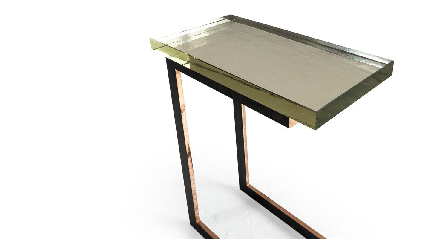 Patinated KGBL Dempsey Side Table  For Sale