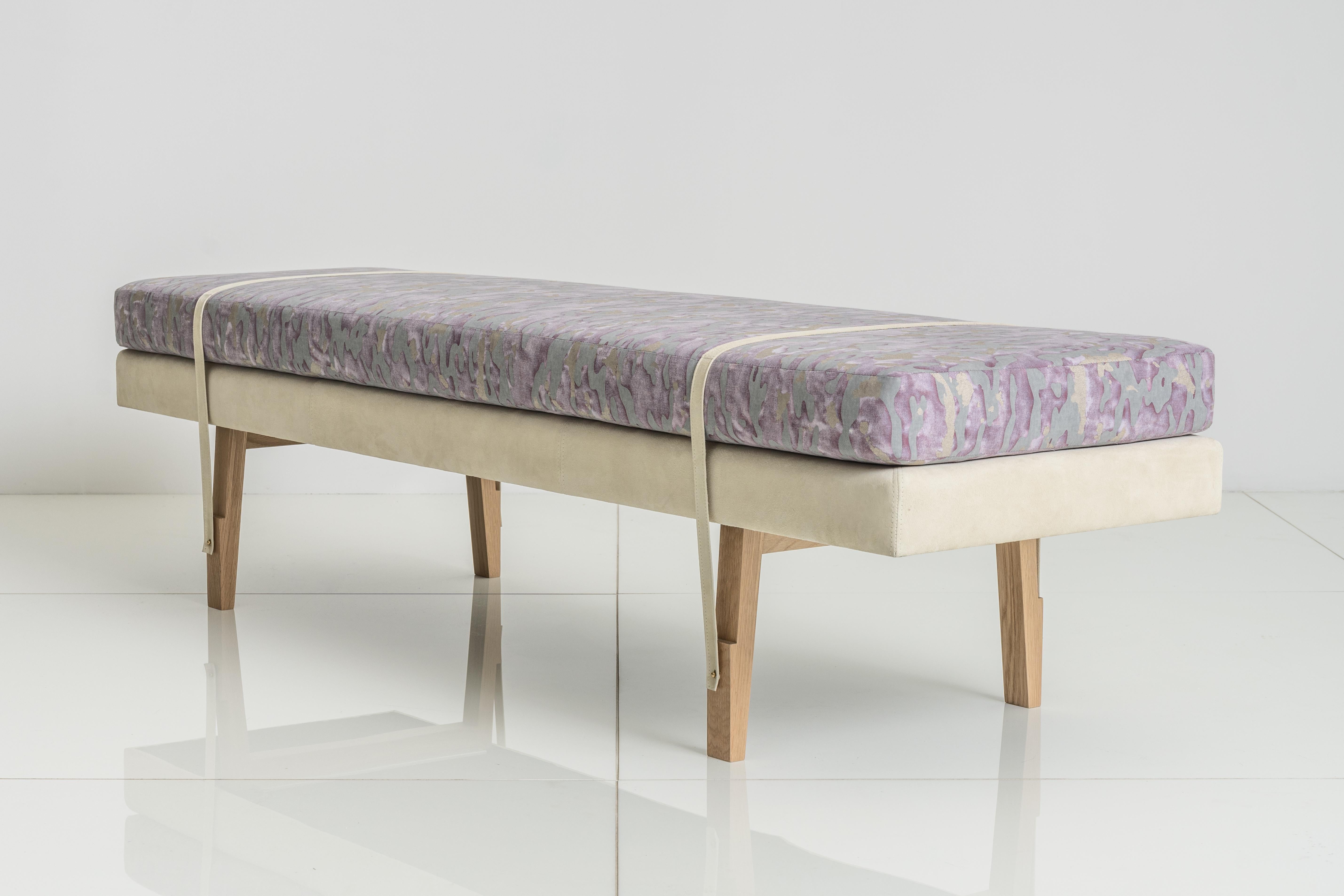 While benches are not typically associated with comfort, the Lennox Bench, with its twin cushions, is the embodiment of unexpected ease. Featuring Fortuny's Camo Isole fabric.

This is a natural product that may have slight imperfections. This is