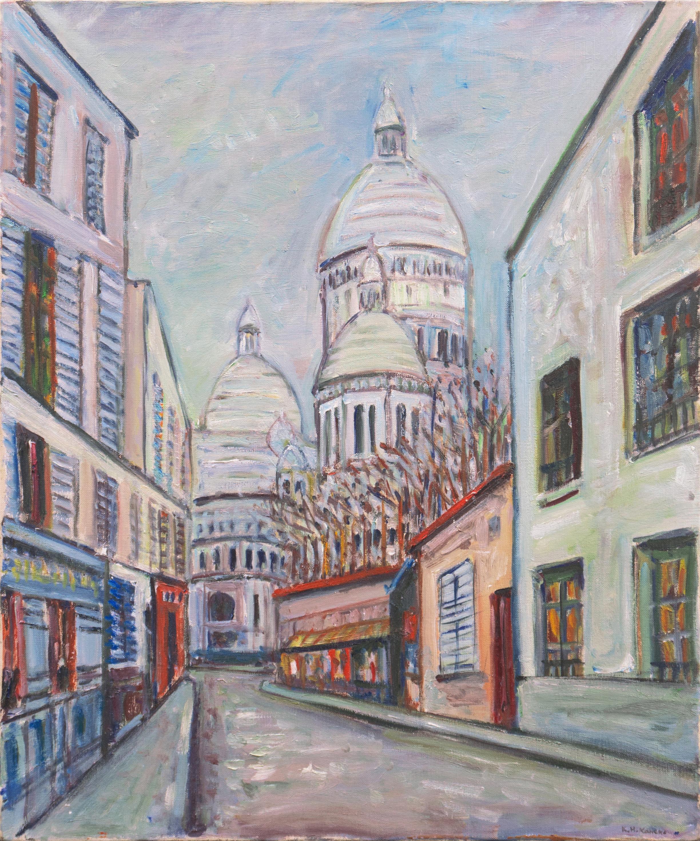 K.H. Kaneko Landscape Painting - 'View of Montmartre with the Basilica of Sacré-Cœur', Paris, Post Impressionism