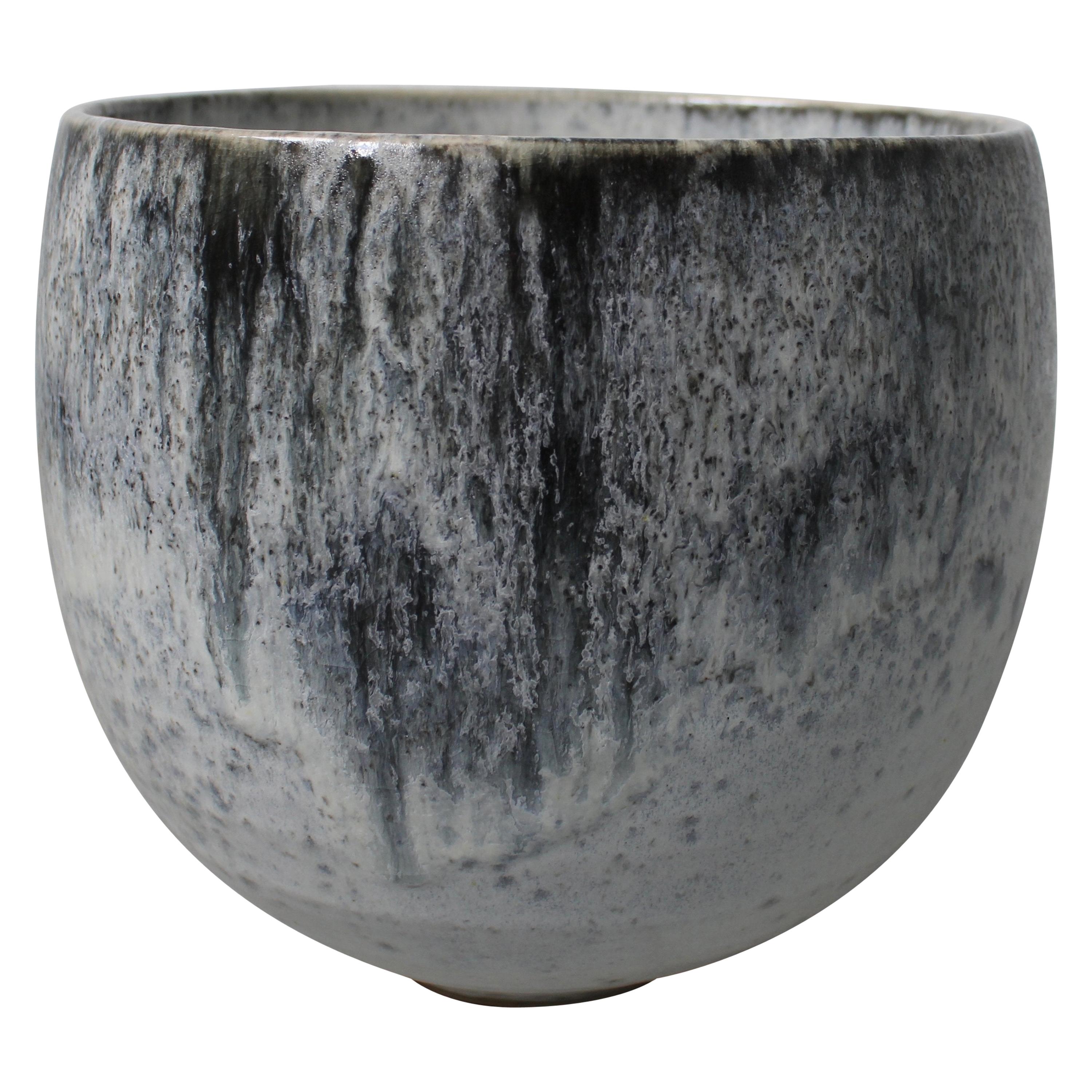 KH Würtz Big Bell Shaped Planter in White and Blue Glaze