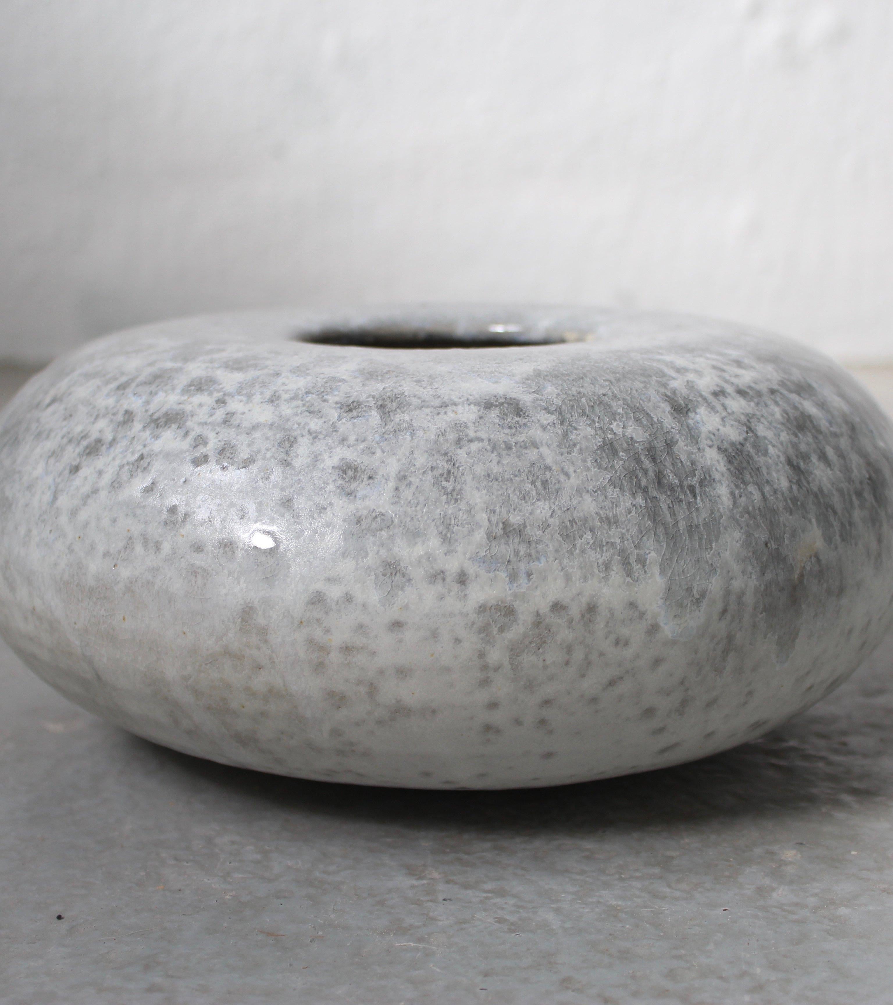 Danish KH Würtz Curling Stone Shaped Vase in Silver Glaze