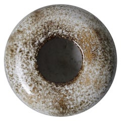 KH Würtz Curling Stone Shaped Vase in White and Brown Glaze