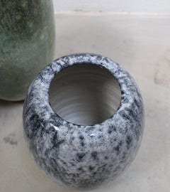 KH Würtz Egg Shaped Vase in White and Blue Glaze