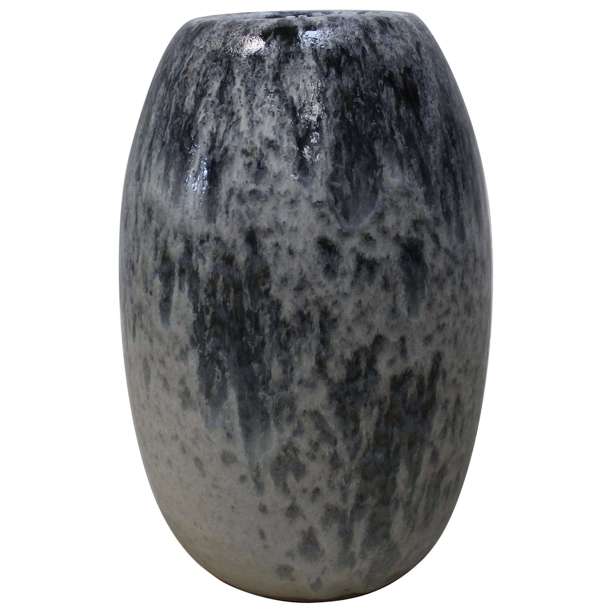 KH Würtz Ovoid Vase in White and Blue Glaze