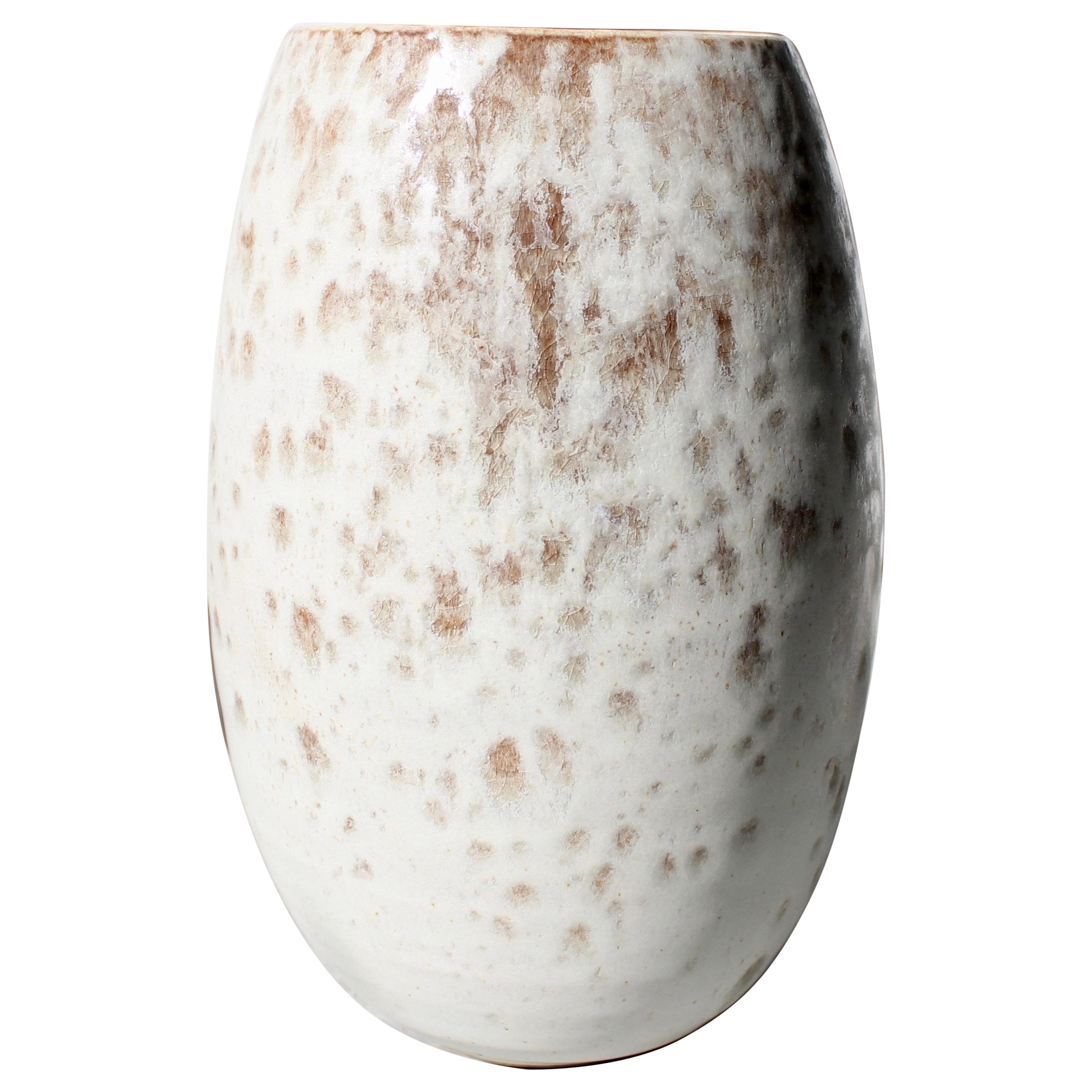 KH Würtz Ovoid Vase in White and Mauve Glaze