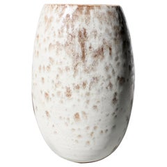 KH Würtz Ovoid Vase in White and Mauve Glaze