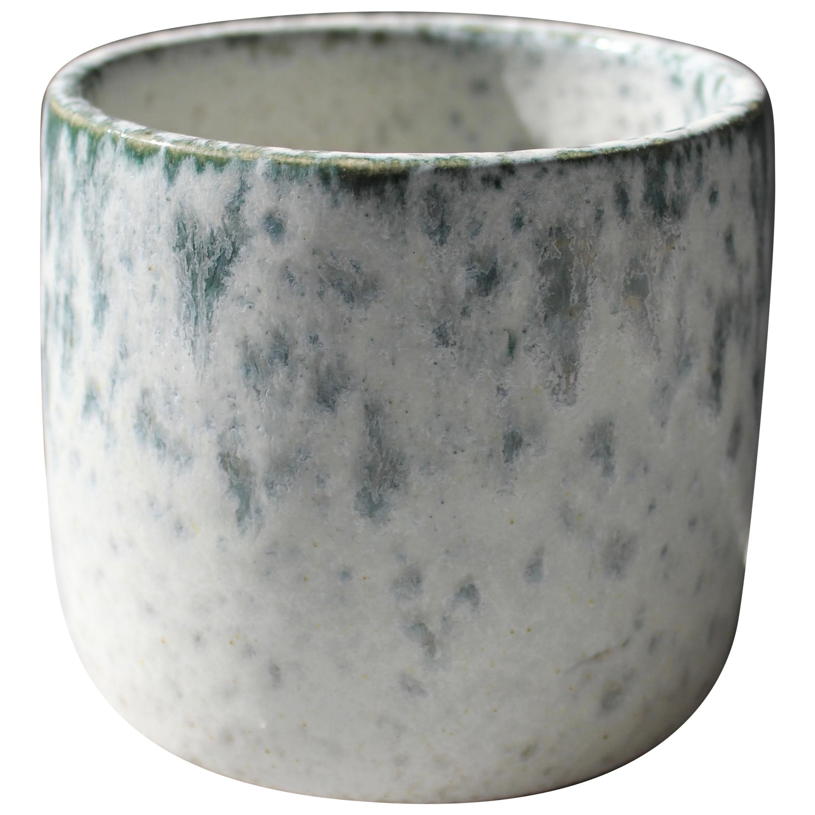 KH Würtz Short Brush Pot Vase in Peacock Blue Glaze