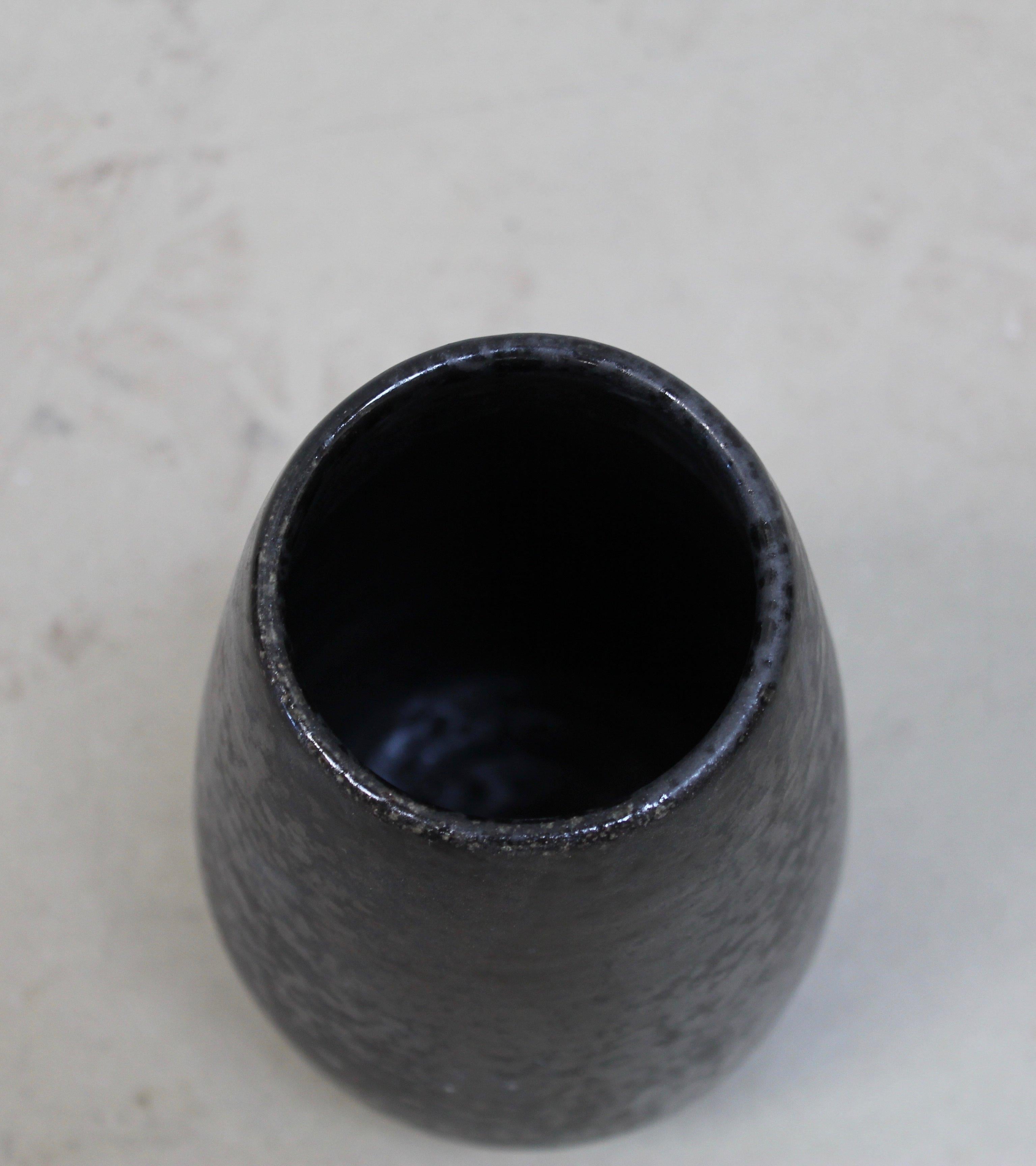 Danish KH Würtz Tapering Cone Vase in Black Glaze