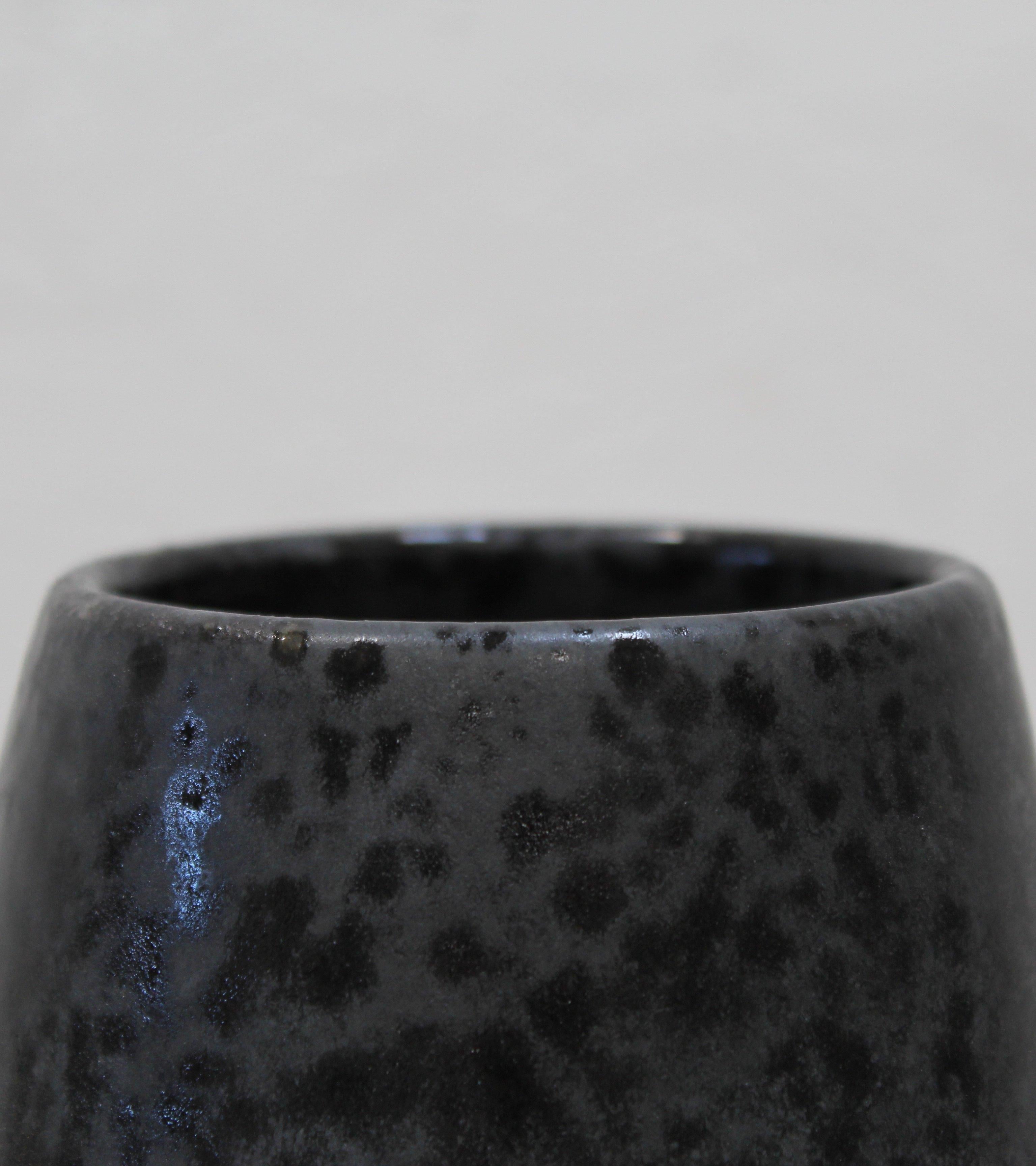 Contemporary KH Würtz Tapering Cone Vase in Black Glaze