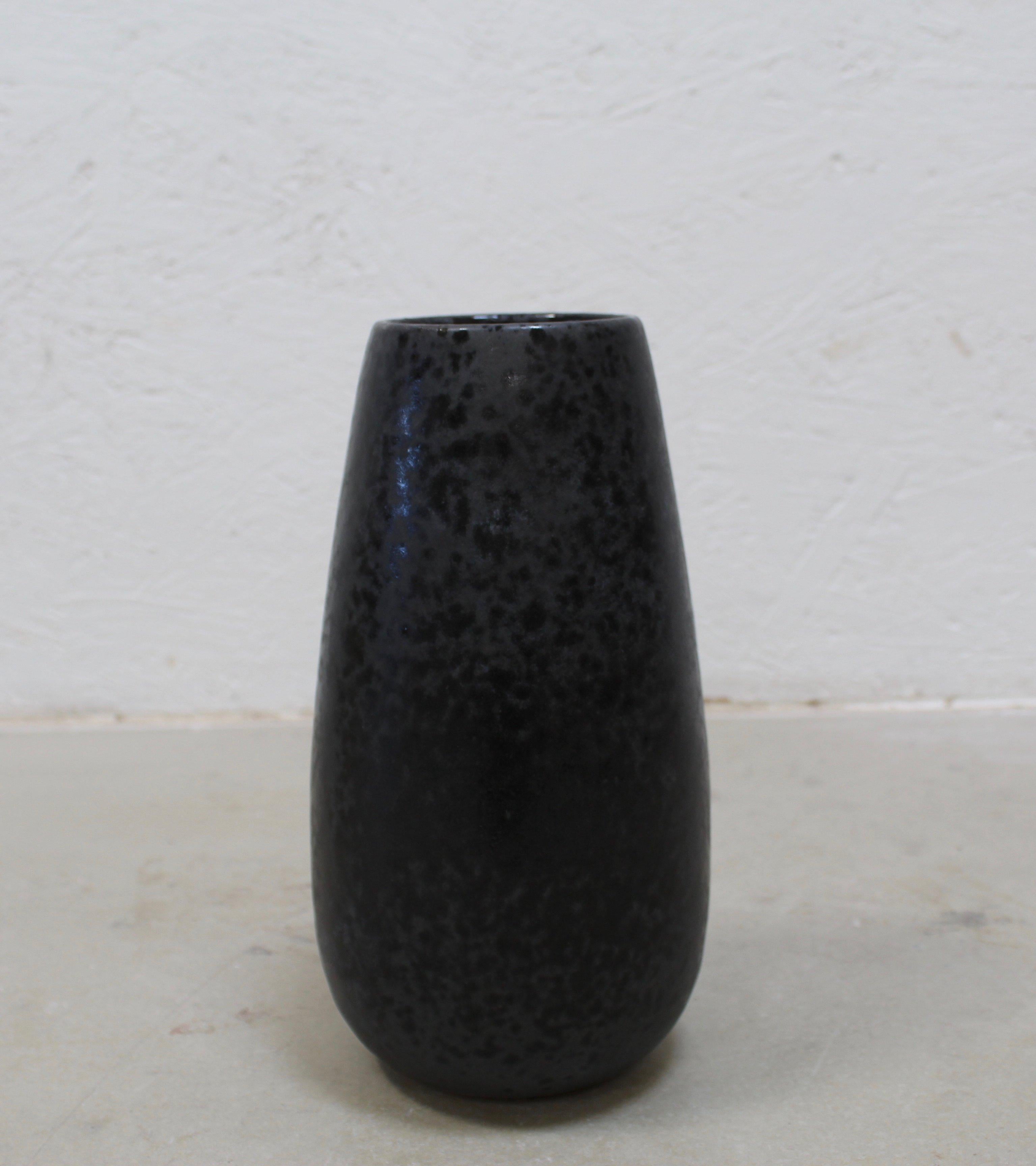 Ceramic KH Würtz Tapering Cone Vase in Black Glaze