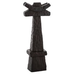 Hand-Carved Chiseled Primal Brutalist Wood Totem Sculpture#1 by Egg Designs