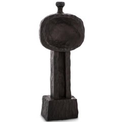 Hand-Carved Primal Brutalist Wood Totem Sculpture #3 – Egg Designs, Africa