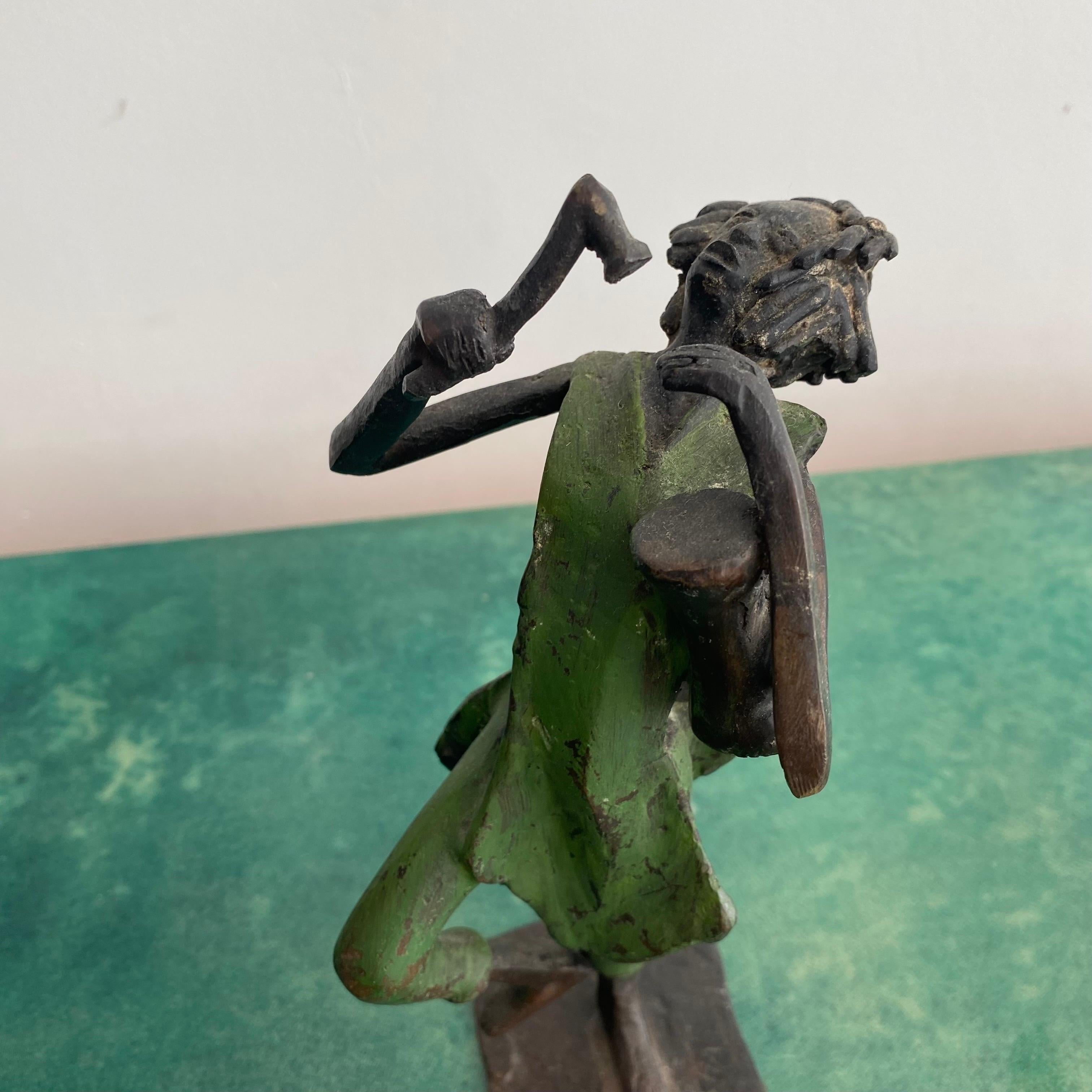 Khadim Diop Bronze Sculptures African Ethnic Art Statue Musician Vintage Modern For Sale 1
