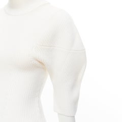 KHAITE 100% wool puff sleeve rounded contour seams ribbed cropped turtleneck XS