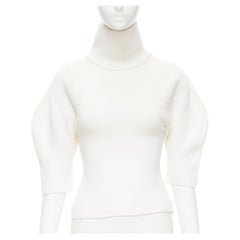 KHAITE 100% wool puff sleeve rounded contour seams ribbed cropped turtleneck XS