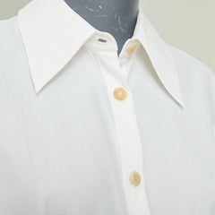KHAITE 2022 Arwin Pleated Cotton Poplin ivory white snatched waist top S