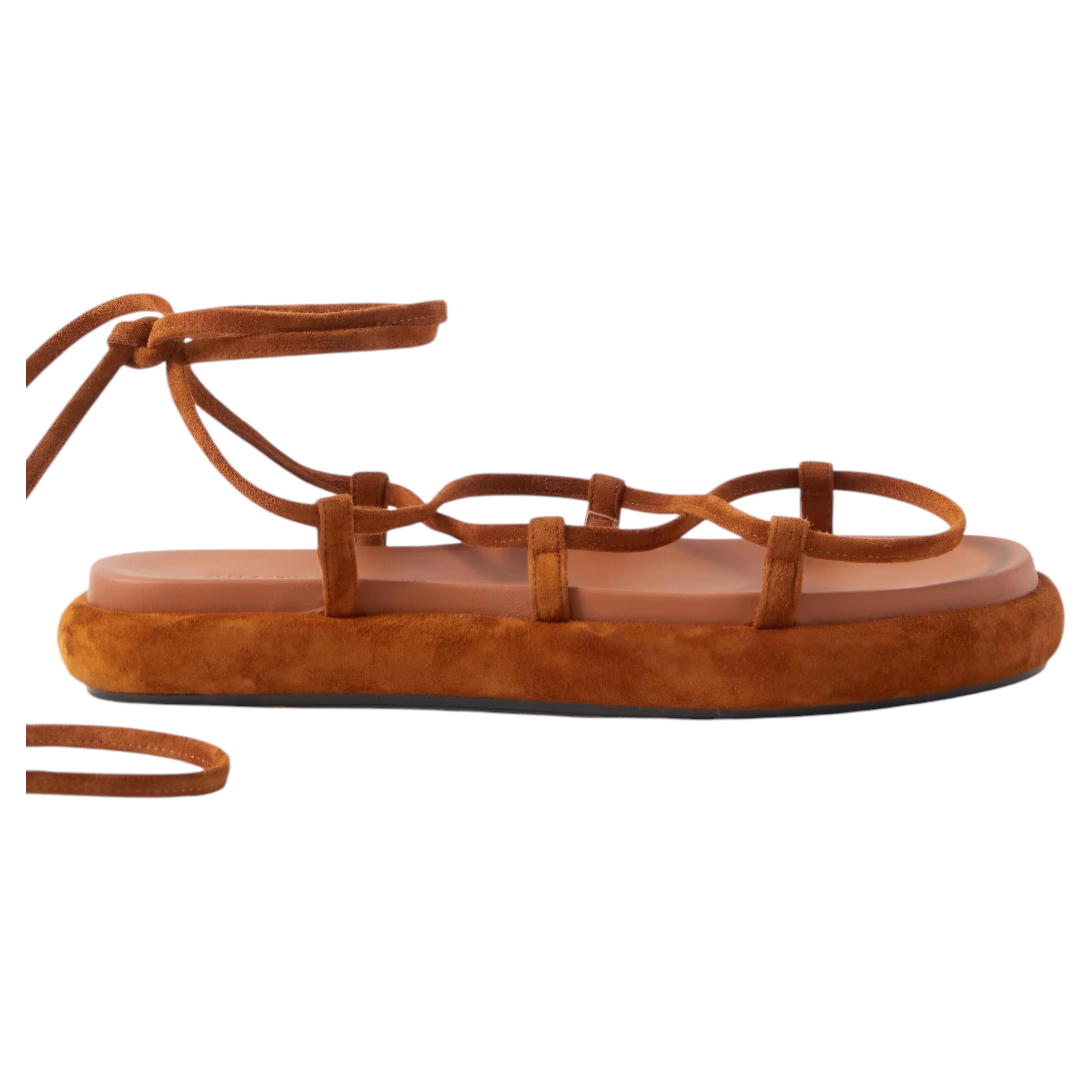 Pre-owned Khaite Alba Gladiator Suede Platform Sandal $959 Size 40 10 Slims The Leg! In Brown