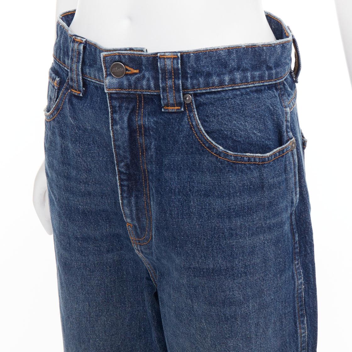 KHAITE Albi bleu foncé délavé taille haute jeans décontracté 30
